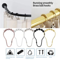 Crochets de Rideau de Douche à Billes Roulantes, Lot de 12, 5 Finitions