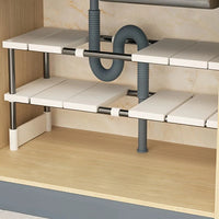 Rangement Sous Évier Extensible Blanc, Étagère 1 ou 2 Niveaux