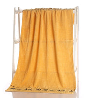 Serviettes de Bain en Bambou Brodées, 70 x 140 cm et 34 x 74 cm