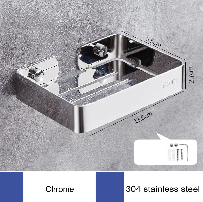 Porte-Savon Mural en Inox Grillagé avec Vidange