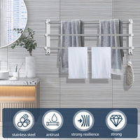 Porte-Serviettes Mural Inox 3 Barres Extensible, 43 à 73 cm