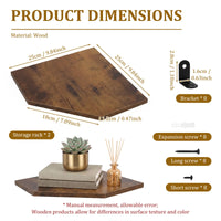 Lot de 2 Étagères d'Angle Murales en Bois, Blanc, Noir ou Marron, 25 cm