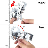 Support de Douchette à Ventouse Chromé Orientable Sans Perçage