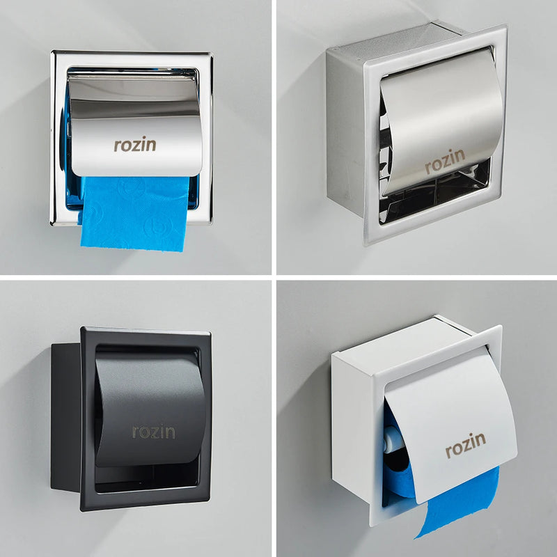 Porte-Papier Toilette Encastré Inox 304 avec Volet, 4 Finitions