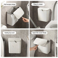 Poubelle Murale de Cuisine Blanche à Couvercle Rabattable, 7 ou 9 L