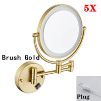 Miroir Grossissant Mural LED Double Face en Laiton 3x ou 5x