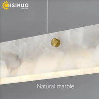 Suspension Cuisine Îlot Linéaire LED en Marbre Naturel, 100 à 150 cm