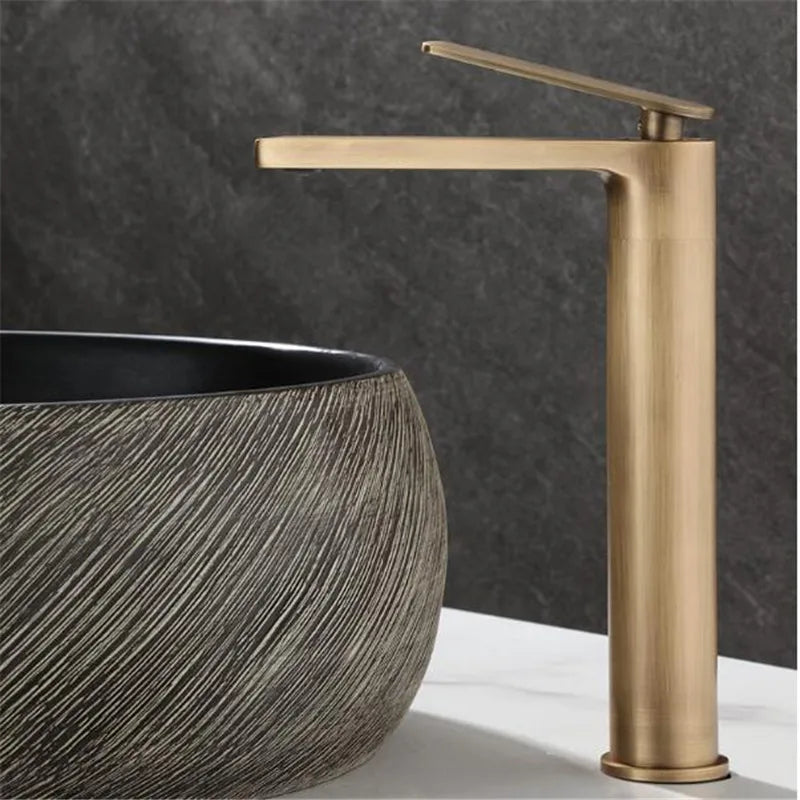 Mitigeur Lavabo Bronze Antique et Bonde Assortie, à la Pièce