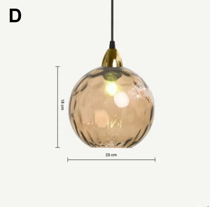 Suspension Cuisine Globes en Verre Coloré Texturé, 1 à 8 Têtes