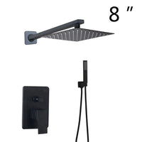 Douche Encastrable Noir Mat Pluie Carrée 20 à 40 cm avec Douchette