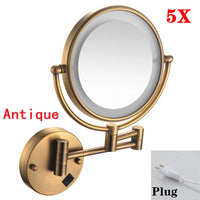 Miroir Grossissant Mural LED Double Face en Laiton 3x ou 5x