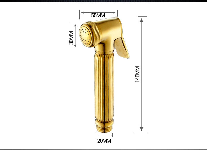 Douchette WC Cannelée Doré ou Chromé avec Robinet Double Sortie