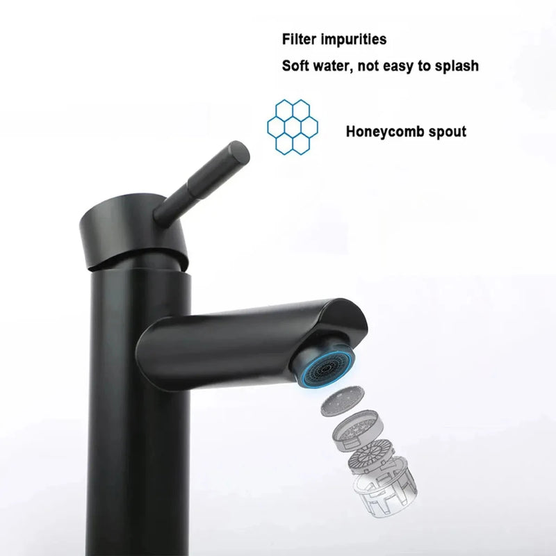 Robinet Lave-Main Eau Froide Inox 304 Noir ou Brossé, 18 cm