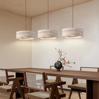 Suspension Cuisine Travertin Naturel Wabi-Sabi, 1 à 3 Têtes, Ø 20 cm