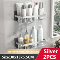 Étagère de Salle de Bain d'Angle Sans Perçage 2 Niveaux