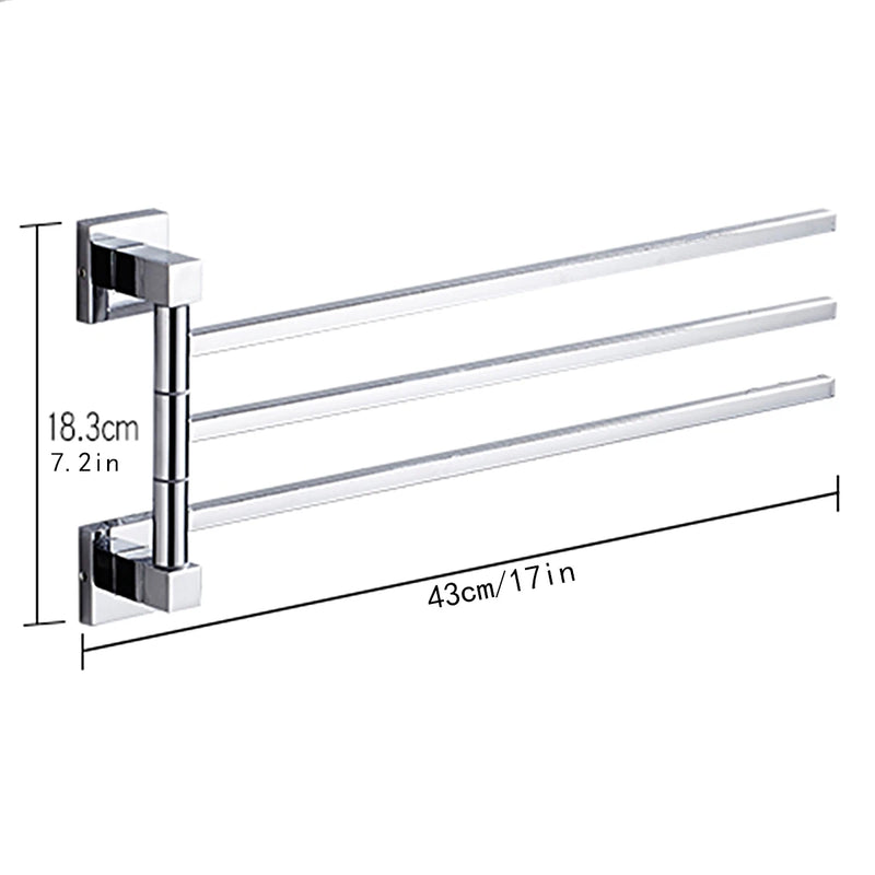 Porte-Serviette Pivotant Chromé en Inox, 2, 3 ou 4 Bras