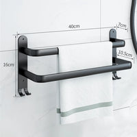 Porte-Serviette Mural Noir Sans Perçage Aluminium 1 à 3 Barres