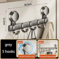 Patère Salle de Bain à Ventouse sans Perçage, Rail Aluminium Gris