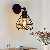 Applique Murale Cage Losange Noire à Bras Oscillant, E27, 14 cm