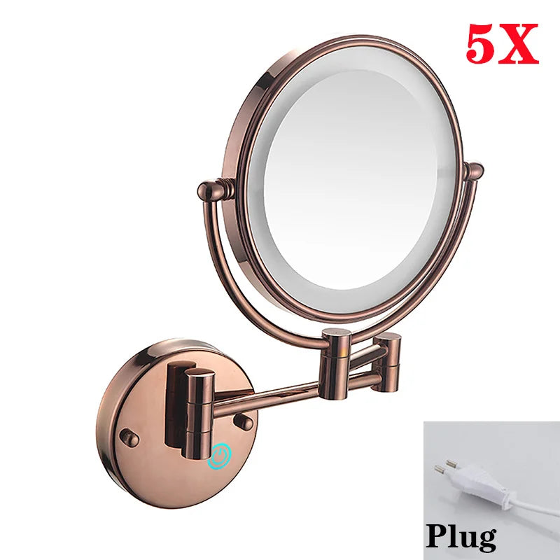 Miroir Grossissant Lumineux Mural Tactile x5, 8 Finitions au Choix, 20 cm