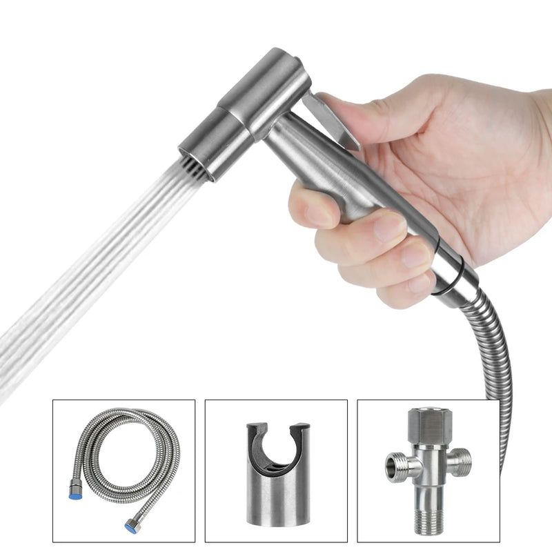 Douchette WC Inox 304 à Gâchette, Seule ou en Kit avec Flexible