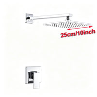 Douche Encastrable Noir ou Chromé, Pomme Carrée 20 ou 25 cm