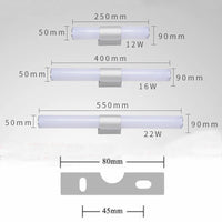 Applique Miroir Salle de Bain LED Tube Rond ou Carré, 25, 40 ou 55 cm