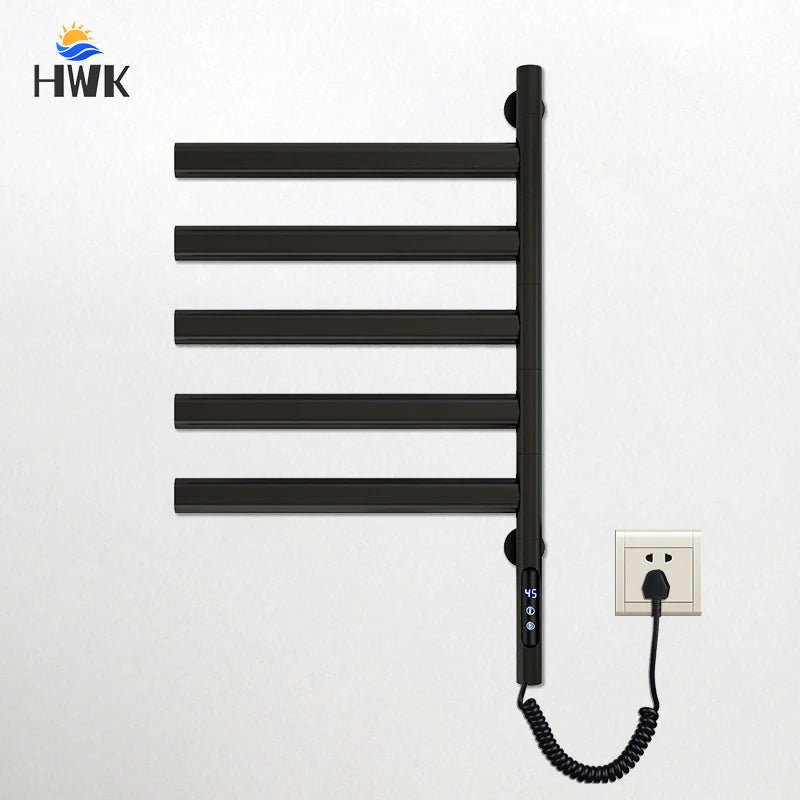 Sèche-Serviette Électrique Mural Rotatif 120 W, Noir, Blanc ou Gris