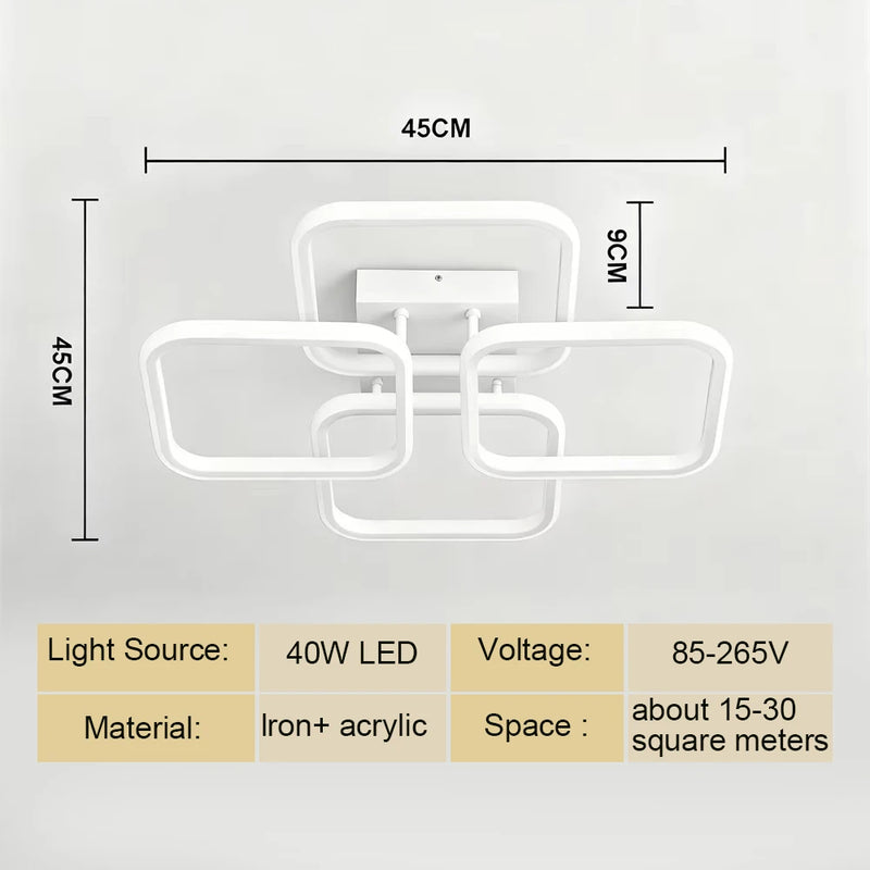 Plafonnier LED Cuisine Multi-Anneaux Dimmable Noir Blanc