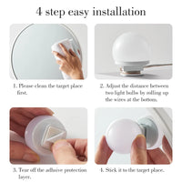 Kit d'Ampoules LED Hollywood pour Miroir, 6, 10 ou 12 Ampoules, USB