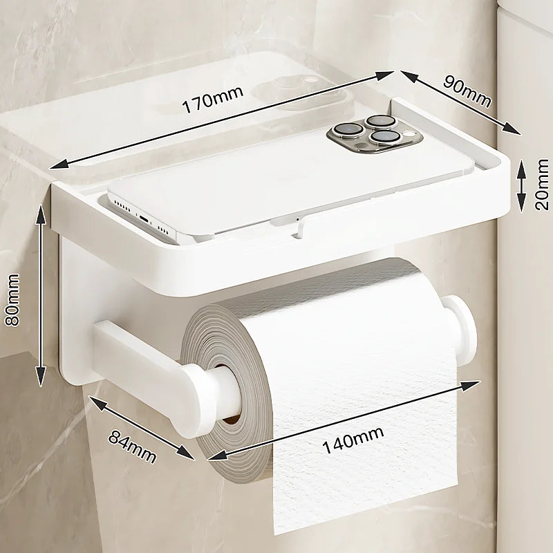 Porte-Papier Toilette Mural Aluminium avec Tablette, à l'Unité ou Lot de 2, 4 Finitions