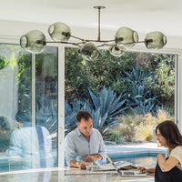Suspension Cuisine Branches Globes en Verre, 3 à 9 Têtes