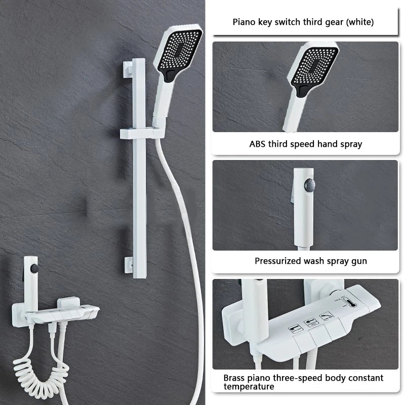 Colonne de Douche Piano Blanc ou Gris Anthracite, 2 ou 3 Touches