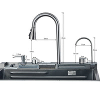 Évier Cuisine Inox 304 à Cascade, avec ou sans Rince-Verre, 60 ou 75 cm