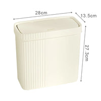 Poubelle Salle de Bain Étroite Nervurée avec Couvercle à Pression 28 cm