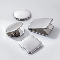 Miroir de Poche Pliant Inox, Rond, Carré ou Lot de 2