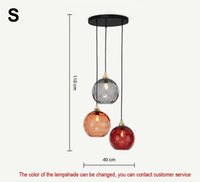 Suspension Cuisine Globes en Verre Coloré Texturé, 1 à 8 Têtes
