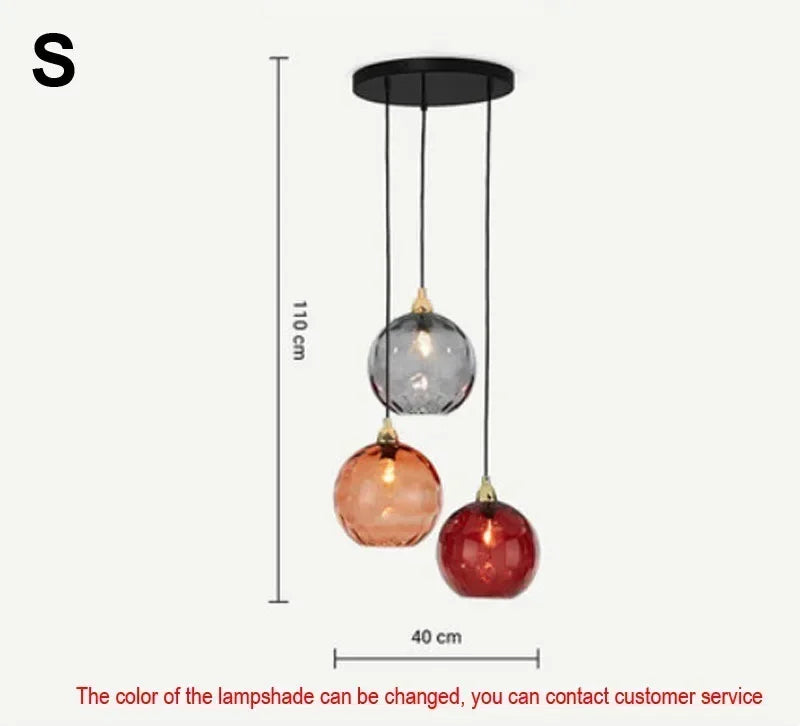 Suspension Cuisine Globes en Verre Coloré Texturé, 1 à 8 Têtes