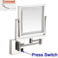 Miroir Grossissant LED Mural Bras Extensible Carré 3X