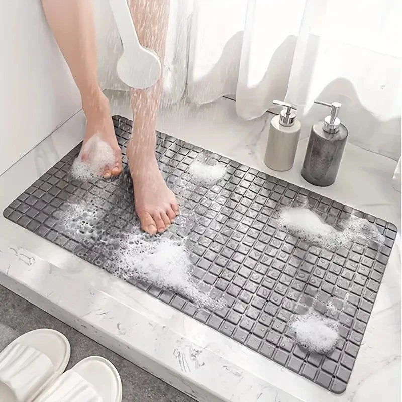 Tapis de Douche Antidérapant en PVC Drainant, Quadrillé 71 x 40 cm