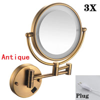 Miroir Grossissant Mural LED Double Face en Laiton 3x ou 5x