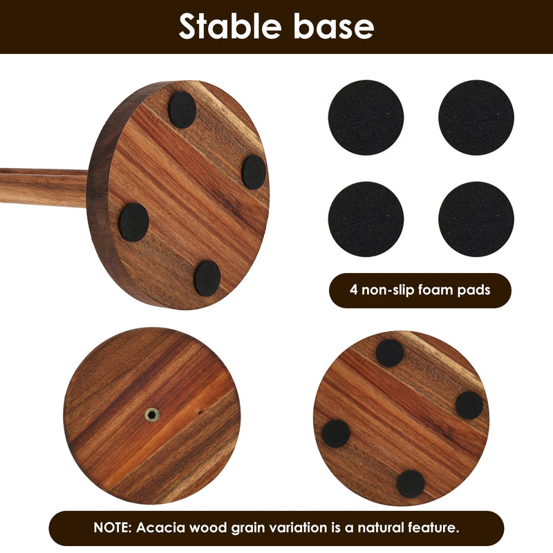 Porte-Essuie-Tout Acacia à Poser, Tige Ajourée 29 cm et Base Ronde 13 cm