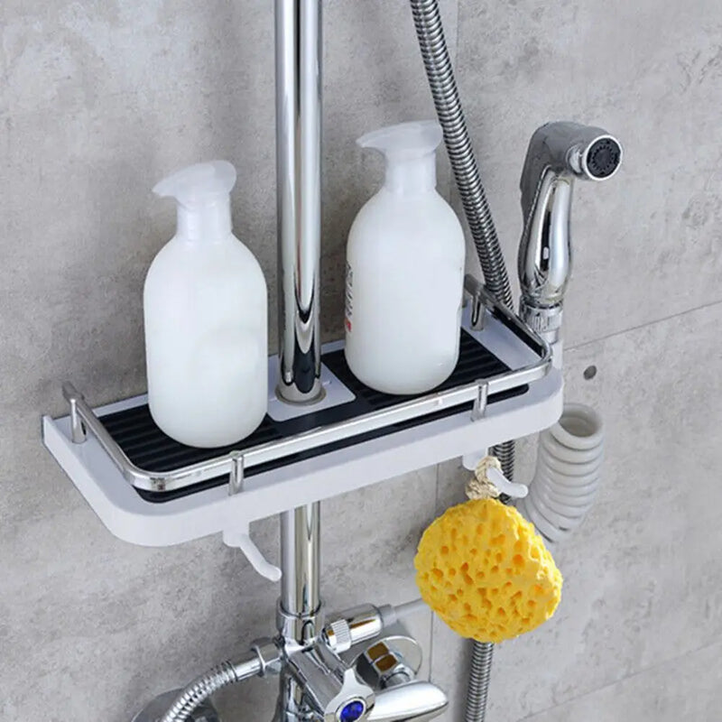 Étagère de Douche ABS pour Barre 22-24 mm, Noir ou Blanc