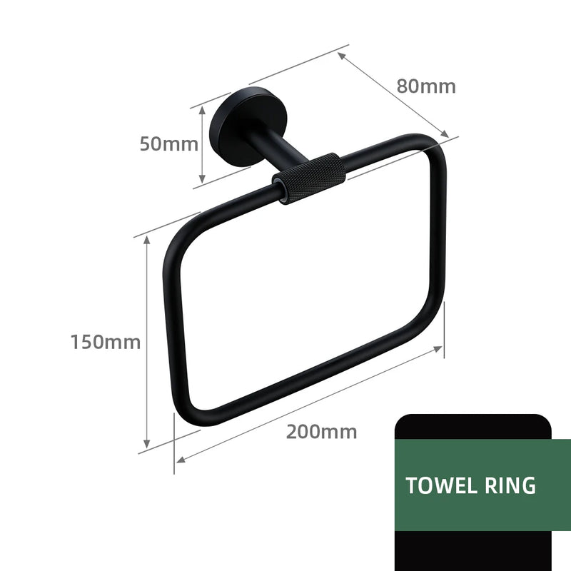 Accessoires Salle de Bain Noir Mat à la Pièce ou en Kit, 20 Choix