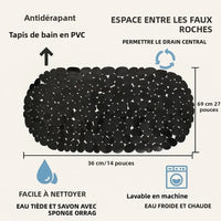 Tapis de Baignoire Ovale Galets Antidérapant à Ventouses 36 x 69 cm