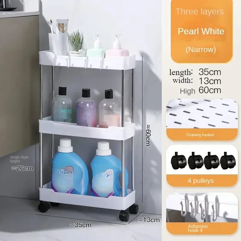Chariot Étroit Salle de Bain à Roulettes 3 ou 4 Niveaux