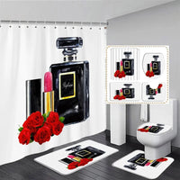 Rideau de Douche Flacon Parfum 180x180 cm et Tapis à la Pièce
