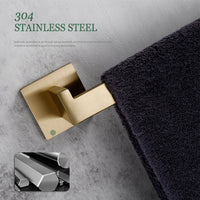 Accessoires Salle de Bain Doré Brossé Carré Inox 304 à la Pièce, 22 Articles