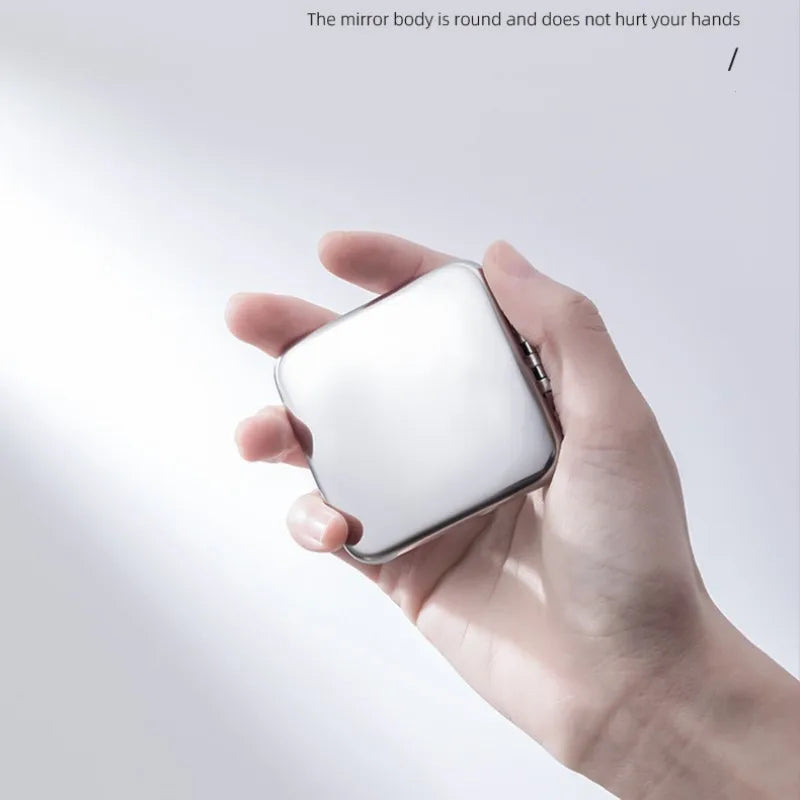 Miroir de Poche Pliant Inox, Rond, Carré ou Lot de 2