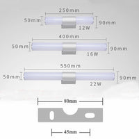 Applique Miroir Salle de Bain LED Tube ou Barre, 25 à 55 cm